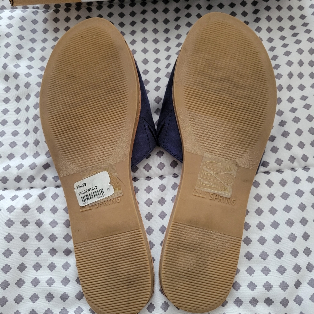Call It Spring Blue Suade Slides - Picture 4 of 7